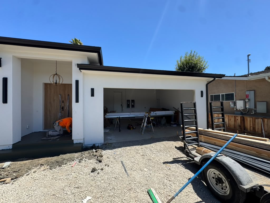 New construction garage opening prepared for a garage door installation